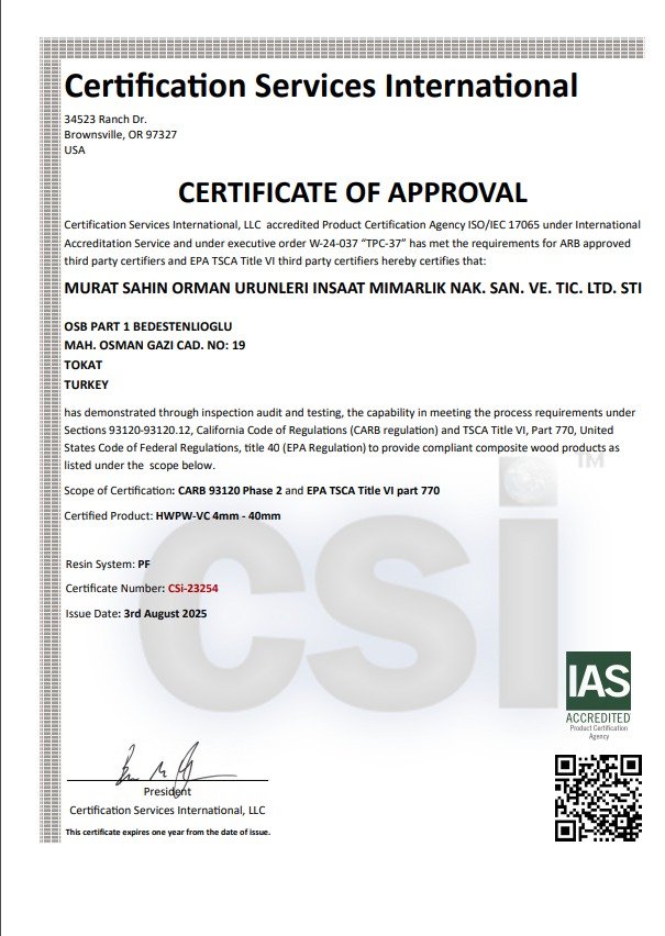 CARB & EPA Sertifikası
